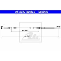 ATE Handbremsseil 24.3727-0236.2 Bremsseil,Seilzug Feststellbremse BMW,5 E60,5 Touring E61