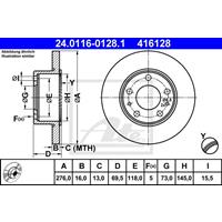 Bremsscheibe | ATE (24.0116-0128.1)