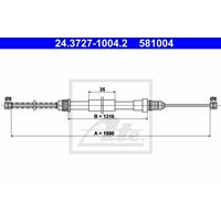 ATE Handbremsseil 24.3727-1004.2 Bremsseil,Seilzug Feststellbremse RENAULT,4 112_,5 122_,4 Kasten R21_, R23_,5 Kasten 238_