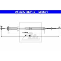 ATE Handbremsseil 24.3727-0671.2 Bremsseil,Seilzug Feststellbremse FORD,KA RU8