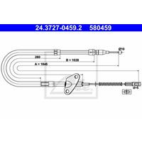 ATE Handbremsseil 24.3727-0459.2 Bremsseil,Seilzug Feststellbremse MERCEDES-BENZ,T1 Bus 601,T1 Pritsche/Fahrgestell 602,T1 Kasten 602