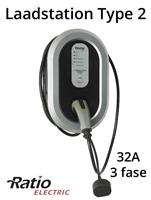 EV Laadstation type 2, 32A, 3 fase, rechte laadkabel