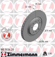 ZIMMERMANN Bremsscheiben 180.3034.20 Scheibenbremsen,Bremsscheibe TOYOTA,CITROËN,PEUGEOT,PROACE Bus MPY_,PROACE Kasten MDZ_,JUMPY Kasten,SPACETOURER