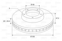 Valeo Remschijven HYUNDAI,KIA 197533 517122Y000,517123K110,517123K150 Remschijf 517123K160,517120Z000,517122Y000,517123K110,517123K160