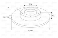 Valeo Remschijven FIAT,CITROËN,PEUGEOT 197023 424931,4249A1,4249K7 Remschijf 51740245,51749274,51848616,51848617,424930,4249A1,4249K7