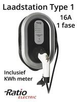 EV Home Box Plus Laadstation type 1, 16A, rechte laadkabel + KWh meter