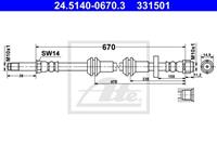 ATE Bremsschläuche 24.5140-0670.3 Bremsschlauch AUDI,A6 Avant 4G5, C7, 4GD,A6 4G2, C7, 4GC,A7 Sportback 4GA, 4GF