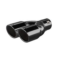 Simoni Racing Uitlaatsierstuk Dubbel Rond/Schuin RVS Zwart - Ã76xL230mm - Montage ->58mm