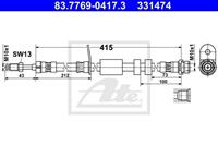 ATE Bremsschläuche 83.7769-0417.3 Bremsschlauch FORD,KUGA II DM2,TOURNEO CONNECT / GRAND TOURNEO CONNECT Kombi,TRANSIT CONNECT Kasten