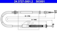 ATE Handbremsseil 24.3727-3001.2 Bremsseil,Seilzug Feststellbremse CHRYSLER,LANCIA,DELTA III 844