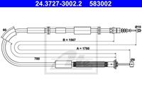 ATE Handbremsseil 24.3727-3002.2 Bremsseil,Seilzug Feststellbremse CHRYSLER,LANCIA,DELTA III 844