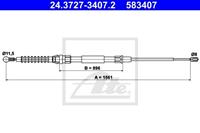 ATE Handbremsseil 24.3727-3407.2 Bremsseil,Seilzug Feststellbremse VW,TOURAN 1T1, 1T2,TOURAN 1T3