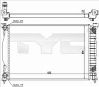 TYC Wasserkühler 702-0014-R Kühler,Motorkühler SEAT,AUDI,EXEO ST 3R5,EXEO 3R2,A4 Avant 8ED, B7,A4 Avant 8E5, B6,A6 Avant 4B5, C5,A4 8E2, B6,A6 4B2, C5