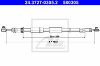 ATE Handbremsseil 24.3727-0305.2 Bremsseil,Seilzug Feststellbremse PEUGEOT,CITROËN,306 Cabriolet 7D, N3, N5,ZX N2,ZX Break N2
