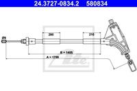 ATE Handbremsseil 24.3727-0834.2 Bremsseil,Seilzug Feststellbremse PEUGEOT,406 Break 8E/F,406 Coupe 8C,406 8B