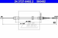 ATE Handbremsseil 24.3727-0482.2 Bremsseil,Seilzug Feststellbremse MERCEDES-BENZ,GLK-CLASS X204