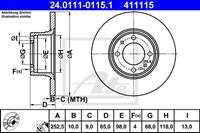 ATE Bremsscheiben 24.0111-0115.1 Scheibenbremsen,Bremsscheibe LADA,1200-1600,1200-1500 Kombi,NOVA 2105,TOSCANA 2107,NOVA Kombi 2104