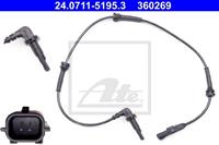 ATE ABS Sensor 24.0711-5195.3 Drehzahlsensor,Raddrehzahl Sensor RENAULT,LAGUNA III Grandtour KT0/1,LAGUNA III BT0/1,LAGUNA Coupe DT0/1