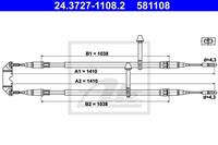 ATE Handbremsseil 24.3727-1108.2 Bremsseil,Seilzug Feststellbremse SAAB,9-5 Kombi YS3E,9-5 YS3E