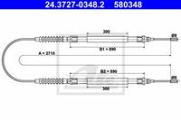 ATE Handbremsseil 24.3727-0348.2 Bremsseil,Seilzug Feststellbremse PEUGEOT,CITROËN,BOXER Kasten 230L,BOXER Kasten 244,BOXER Bus 244, Z_