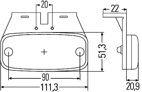 hella Zijmarkl.LED 24V,m/steun/kabel 4,5m 2PS345600031