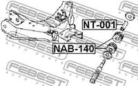 FEBEST Querlenkerlager NAB-140 Querlenkerbuchse,Querlenkergummi NISSAN,TERRANO II R20,PICK UP D21,TERRANO I WD21,NAVARA Pick-up D21,PICK UP 720