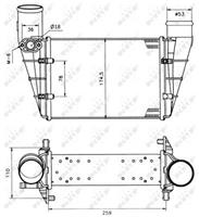 Intercooler, inlaatluchtkoeler NRF, u.a. für Audi, VW