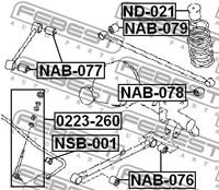 FEBEST Querlenkerlager NAB-078 Querlenkerbuchse,Querlenkergummi NISSAN,CHRYSLER,INFINITI,TERRANO II R20,PATHFINDER R50,PICK UP D21,TERRANO I WD21
