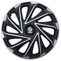 Sparco wieldoppen Varese 16 inch RVS zilver/zwart set van 4