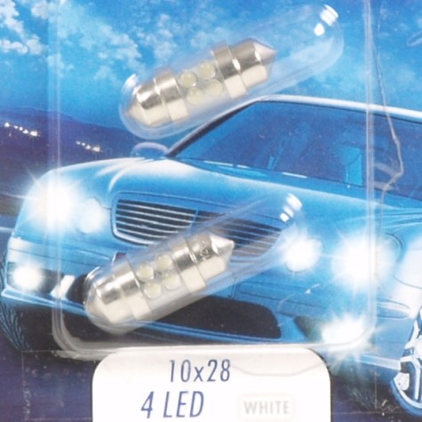 Huismerk Lamp 12V - 4 x LED 10 x 28 wit, 2 stuks