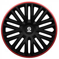 Sparco wieldoppen Bergamo 14 inch ABS zwart/rood 4 stuks