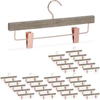 30 x Hosenbügel, edle Clip Kleiderbügel, für Röcke, Hosen, Klemmbügel mit Klammern, Bügel, gemasert, grau-rosegold