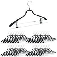 RELAXDAYS 40 x Klammerbügel, Kleiderbügel für Kostüme, gummiert, aus Metall, rutschfest, platzsparend, 42 cm breit, schwarz