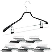 RELAXDAYS 50 x Klammerbügel, Kleiderbügel für Kostüme, gummiert, aus Metall, rutschfest, platzsparend, 42 cm breit, schwarz
