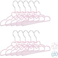 RELAXDAYS 10 x Kinderkleiderbügel Herz im Set, Drahtbügel, Babybügel, dekorativ & platzsparend, PVC, Metall, 30 cm, rosa
