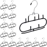 15 x Gürtelhalter im Set, je 5 Haken, Steg, rutschfest, Accessoires-Bügel, Krawatten, Gürtel, Tücher, Metall, schwarz