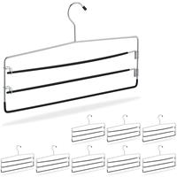 RELAXDAYS 9 x Hosenbügel, rutschfest, platzsparende Mehrfachbügel für Hosen & Röcke, Metall, 40 cm breit, Raumsparbügel, silber