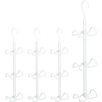 RELAXDAYS 4 x Handtaschenbügel 6 Haken, platzsparende Handtaschen Aufbewahrung, Taschenhaken Metall, Taschenhalter, weiß