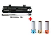 Westfalia Momentsleutel 1/2"3/8"set 30-210 Nm + 3-delige dopsleutel set
