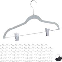 RELAXDAYS 72 x Samtbügel mit Clips, 360° drehbarer Haken, Hosenbügel, rutschfeste Hemdenbügel, 43 cm breit, Bügel Set Samt, grau