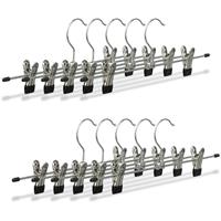 RELAXDAYS Hosenbügel Metall, 10er Set Rockbügel, Klemmbügel verstellbar, Kleiderbügel, HBT 9x35,5x2,5 cm, silber/schwarz