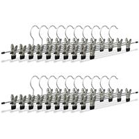 RELAXDAYS Hosenbügel Metall, 20er Set Rockbügel, Klemmbügel verstellbar, Kleiderbügel, HBT 9x35,5x2,5 cm, silber/schwarz