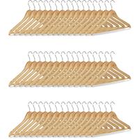 Kleiderbügel Set, 48 Hosenbügel aus Holz, Garderobenbügel, Haken 360° drehbar, HxB: 22,5x44,5cm, natur/silber