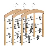 RELAXDAYS Rockbügel 3er Set, Hosenbügel Holz, 360° drehbarer Haken, Kleiderbügel rutschfest, HBT: 45,5x39x2,5 cm, natur