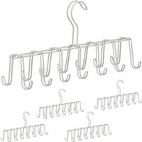 RELAXDAYS 5 x Gürtelhalter, Krawattenhalter aus Metall, platzsparend, je 14 Haken, Krawatten & Gürtel, Kleiderschrank, weiß