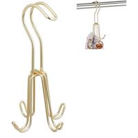 RELAXDAYS 1 x Gürtelhalter, Gürtelbügel für Kleiderschrank, Metall, für Gürtel & Handtaschen, 4 Haken, 18 x 9 x 9 cm, gold