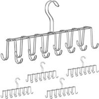RELAXDAYS 5 x Gürtelhalter, Krawattenhalter aus Metall, platzsparend, je 14 Haken, Krawatten & Gürtel, Kleiderschrank, silber