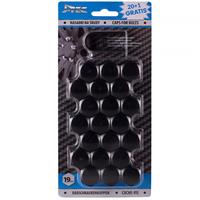 Set universele wielmoerkapjes - Zwart Kunststof - 19mm - set 21 stuks SYWN19JB