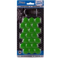 Set universele wielmoerkapjes - Groen Kunststof - 19mm - set 21 stuks SYWN19JG