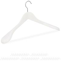 RELAXDAYS 50 x Anzug Kleiderbügel im Set, breite Schulter, 360° drehbarer Haken, Kostüm, Jacken, Holzkleiderbügel, weiß